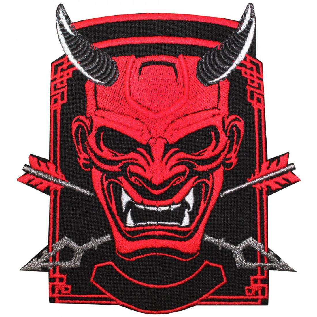 Cyberpunk Oni Demon Back Patch Large Embroidered Game Emblem For Cosplay Costume Iron On 11 6 X 14 Inches