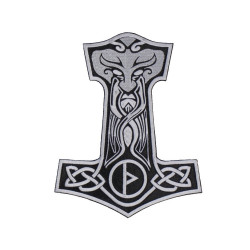 Mjolnir Thor's Hammer Emrbroidered Sew-on Handmade Patch #2 Mjolnir Thor's Hammer Emrbroidered Sew-on Handmade Patch #2