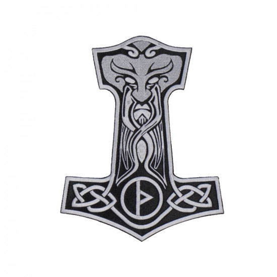 Mjolnir Thor's Hammer Emrbroidered Sew-on Handmade Patch #2