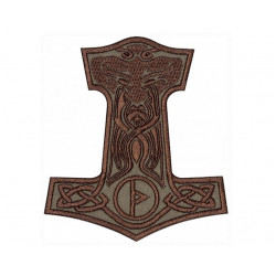 Mjolnir Thor's Hammer Emrbroidered Sew-on Handmade Patch #2 Mjolnir Thor's Hammer Emrbroidered Sew-on Handmade Patch #2