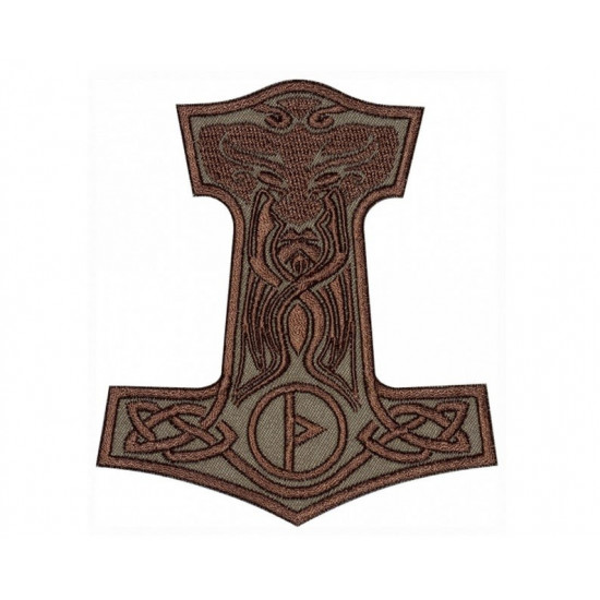 Mjolnir Thor's Hammer Emrbroidered Sew-on Handmade Patch #2