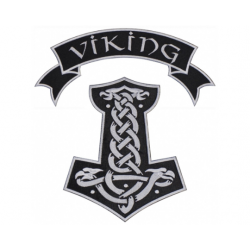 Mjolnir Thor's Hammer, Ribbon Embroidered Big Sew-on Handmade Patch Mjolnir Thor's Hammer, Ribbon Embroidered Big Sew-on Handmade Patch