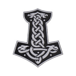Mjolnir Thor's Hammer Jacket Embroidered Sew-on Handmade Patch #9 Mjolnir Thor's Hammer Jacket Embroidered Sew-on Handmade Patch #9