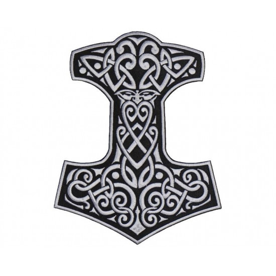 Mjolnir Thor's hammer jacket embroidered big Celtic Sew-on Handmade patch #3 