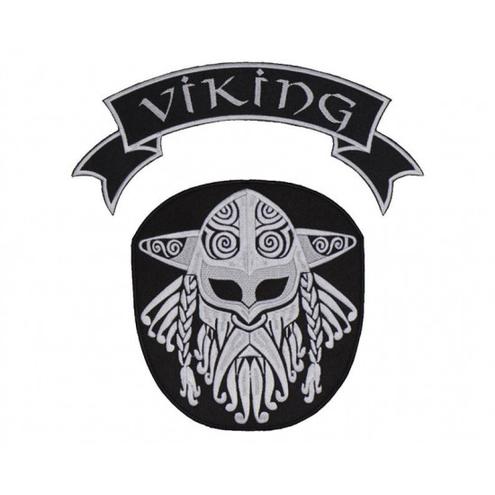 Viking Celtic Ornament White-Black Handmade Embroidered Sew-on Strip