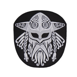 Viking Norse Mythology Ornament Black-White Embroidered Sew-on Handmade Scandinavian Patch Viking Norse Mythology Ornament Black-White Embroidered Sew-on Handmade Scandinavian Patch