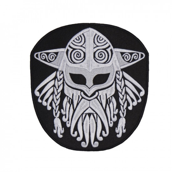 Viking Norse Mythology Ornament Black-White Embroidered Sew-on Handmade Scandinavian Patch