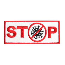 Corona STOP COVID Stickhülle zum Aufnähen / Aufbügeln / Klettverschluss Corona STOP COVID Stickhülle zum Aufnähen / Aufbügeln / Klettverschluss