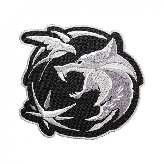 Witcher Wolf Logo bordado manga coser / planchar / parche de velcro