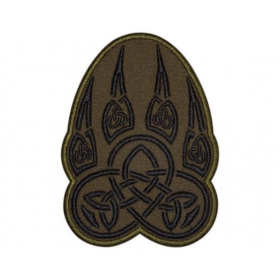 Paw trail wolf Celtic knot embroidered Sew-on Handmade patch