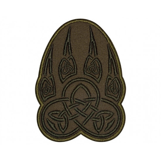 Paw trail wolf Celtic knot embroidered Sew-on Handmade patch