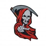Grim Reaper Death Skull Embroidered Sew-on Handmade Jacket Patch #1 Grim Reaper Death Skull Embroidered Sew-on Handmade Jacket Patch #1