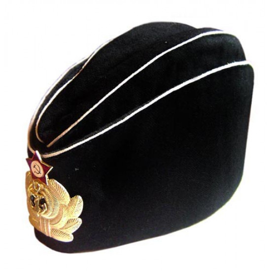 Soviet russian naval officer's black summer hat pilotka