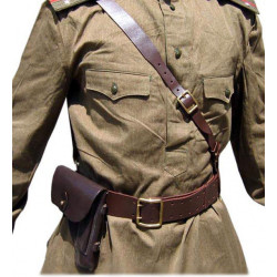 Soviet portupeya officer's leather brown belt and holster Soviet portupeya officer's leather brown belt and holster