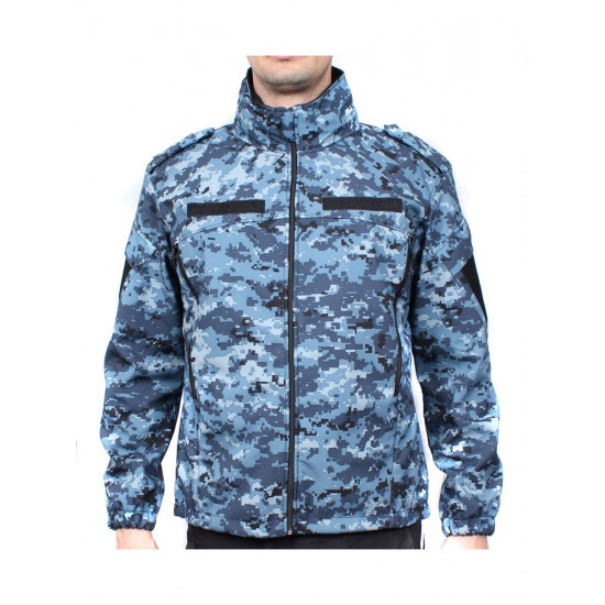 Tactical camo jacket with hood Blue pixel jacket