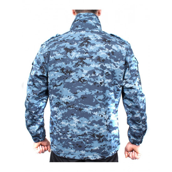 Tactical camo jacket with hood Blue pixel jacket