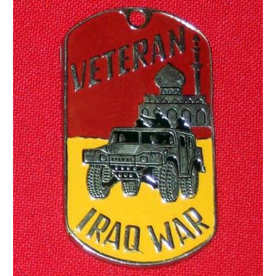 Military soldier metal tag  veteran of iraq war 