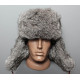 Soviétique / chapeau d`hiver de fourrure de lapin en peluche doux original russe ushanka gris