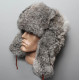 Soviet / russian original soft fluffy rabbit fur winter hat ushanka grey