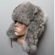 Soviético / piel del conejo mullida suave original rusa sombrero de invierno ushanka gris