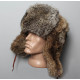 Soviet / original soft fluffy rabbit fur winter hat ushanka brown