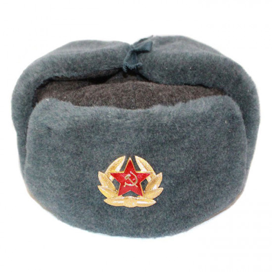 Russian Soviet Army Hat USSR Badge Real Military Fur Soldiers Ushanka Headwear 