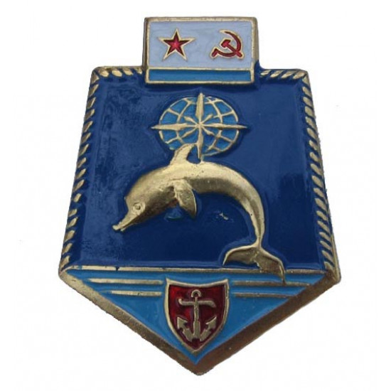 Soviet metal underwater fleet emblem badge with dolphin Soviet metal underwater fleet emblem badge with dolphin