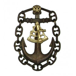 RARE Brass. Badge of Russian Soviet naval mechanic Anchor Ship propeller 