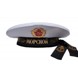 Soviet Navy Fleet Visorless White Hat with Black Stripe