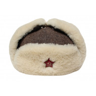Red Army winter white fur hat Ushanka RKKA   Red Army winter white fur hat Ushanka RKKA