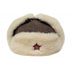   Red Army winter white fur hat Ushanka RKKA