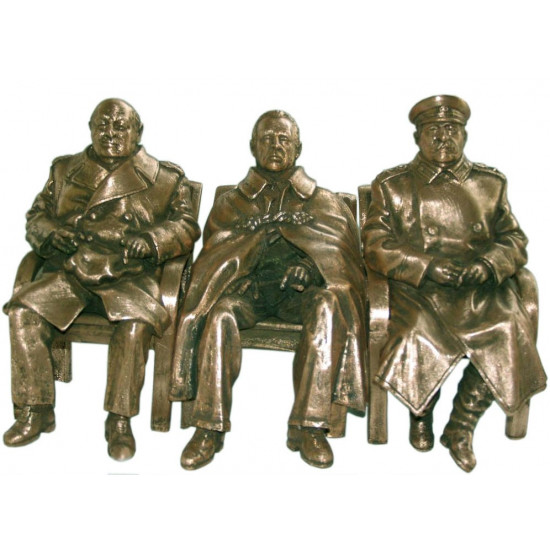 "the big three" conference bronze of roosevelt, churchill & stalin