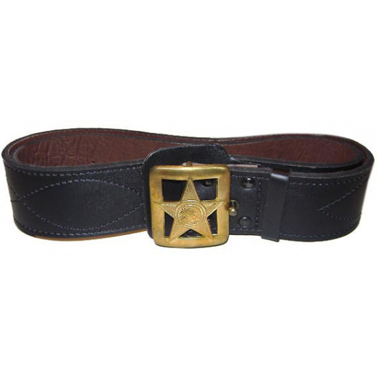   / soviet army military officer leather belt with star