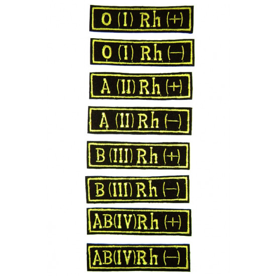   army blood group and rhesus factor patch