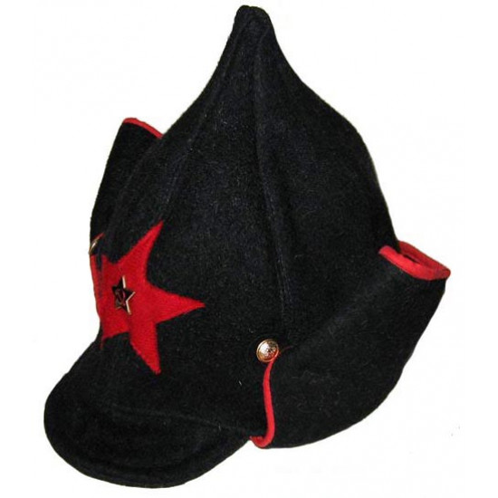 Soviet rkka infantry russian red army woolen winter black hat budenovka with earfaps