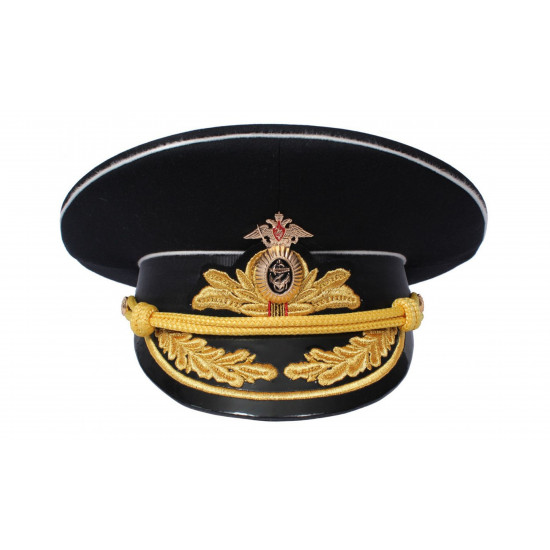 Admiral   Naval fleet black military visor hat with golden embroidery