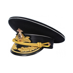 Admiral   Naval Flotte schwarzer Militärvisier Hut mit goldener Stickerei Admiral   Naval Flotte schwarzer Militärvisier Hut mit goldener Stickerei
