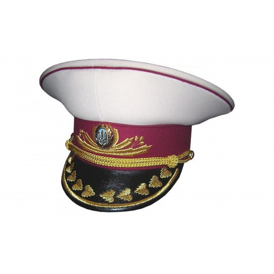 Gorra ucraniana blanca Sombrero para visera del desfile general