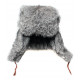 Rabbit authentic fur modern gray winter hat ushanka flapping ears