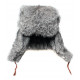 Conejo de piel auténtica, moderno, gris, sombrero de invierno, orejeras de ushanka.