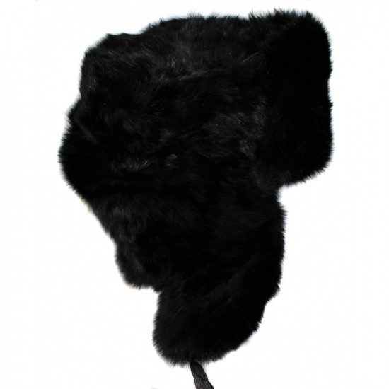 Soviet Warm Winter Ushanka   genuine rabbit fur hat with ear flaps