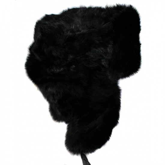 Invierno cálido soviético Ushanka Sombrero de piel de conejo genuino ruso con orejeras