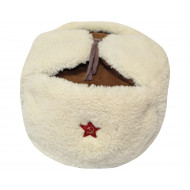 Soviet   white fur ushanka military officer rkka earflaps hat Soviet   white fur ushanka military officer rkka earflaps hat