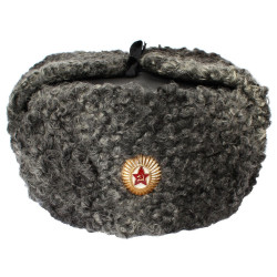 Military Generals Astrakhan fur ushanka Leather hat   Military Generals Astrakhan fur ushanka Leather hat