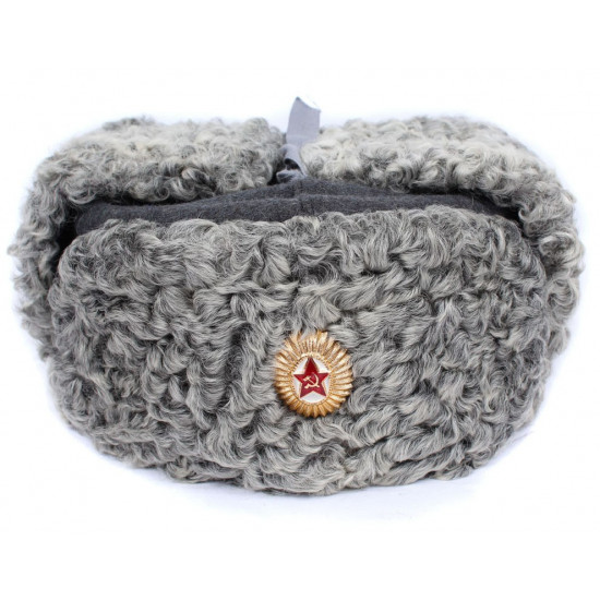 Ejército ruso Ejército militar gris Astrakhan Fur Ushanka Hat FSO