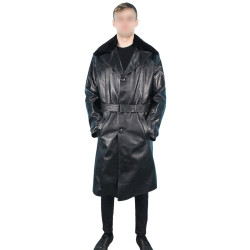 Original Black Pork Leather Soviet Officers High Rank winter overcoat Original Black Pork Leather Soviet Officers High Rank winter overcoat