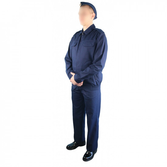 Chemise Russie uniforme quotidien bleu marine avec pantalon et chapeau pilotka