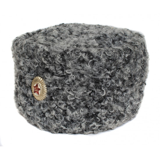 High rank   / Soviet Officers military gray karakul hat Papakha