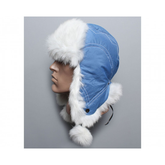 Kaninchenfell russischen modernen ushanka Winterhut rot / blau