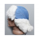 Rabbit fur hat   modern winter ushanka Blue / Red